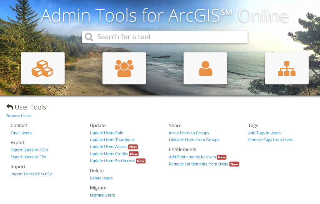 Admin tools for arcGIS Online