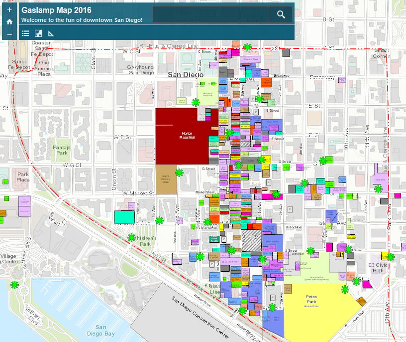 gaslamp district map of downtown san diego Find Your Way Around At The Esriuc With The San Diego Gaslamp Map And Arcgis Online Web App Geo Jobe gaslamp district map of downtown san diego